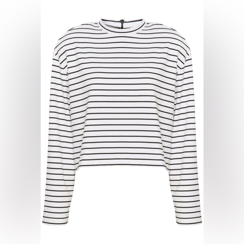 Gestuz Sibagz Stripe Top Bluser  White Black Stripe S - Picture 4 of 6